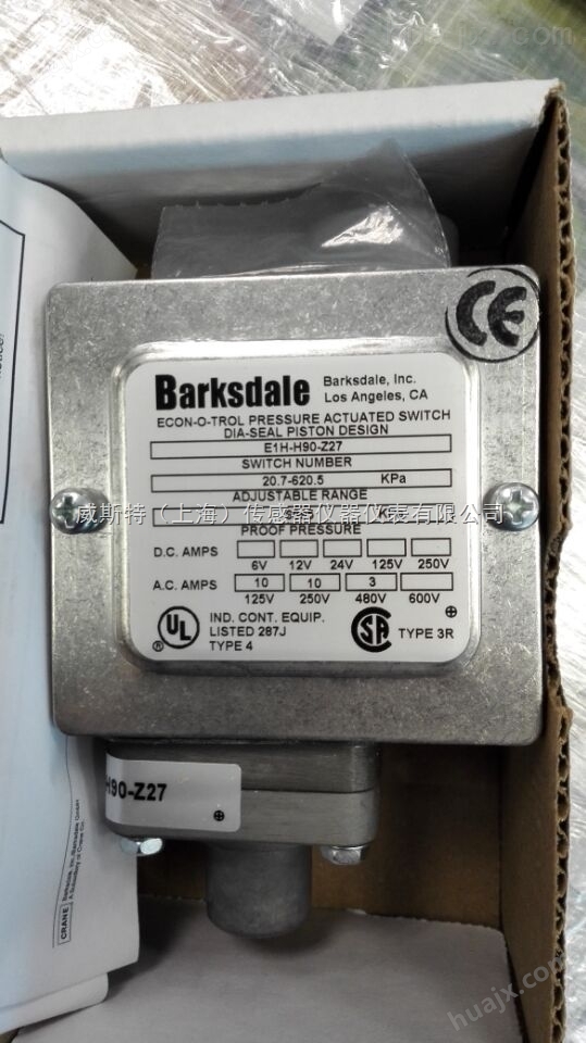 B2S-H48SS压力开关Barksdale货期8-10周
